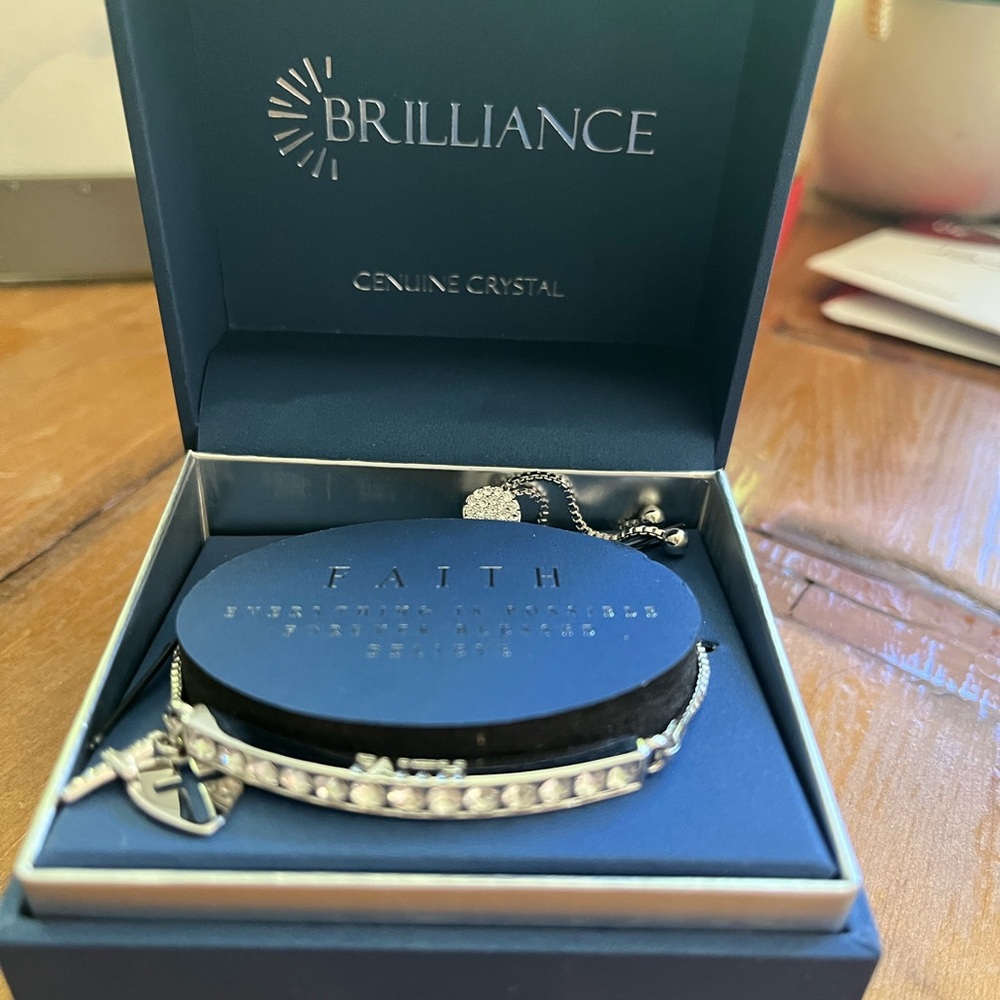 Silver FAITH Bracelet with Genuine Crystals